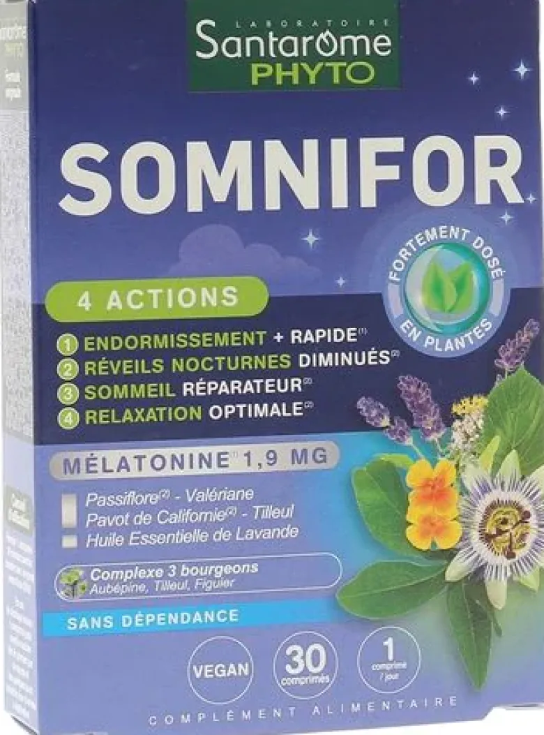 Somnifor 4 actions Santarome - boîte de 30 comprimés