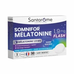 Somnifor Mélatonine flash 1,9mg Santarôme - boîte de 30 comprimés