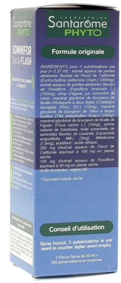 Somnifor Spray flash 1,9mg de mélatonine Santarome - spray de 20 ml