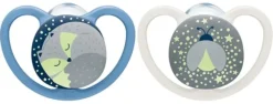 Space Night Sucettes silicone 6-18 mois NUK - lot de 2 sucettes phosphorescentes