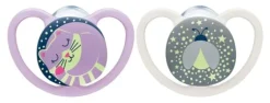 Space Night Sucettes silicone 6-18 mois NUK - lot de 2 sucettes phosphorescentes