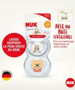 Space Sucette silicone Winnie 6-18 mois NUK - lot de 2 sucettes