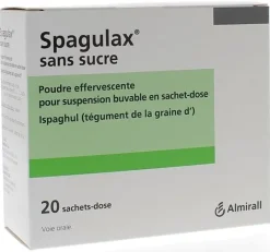 Spagulax sans sucre – poudre effervescente, 20 sachet-doses
