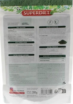 Spiruline bio poudre SuperDiet - sachet de 200g