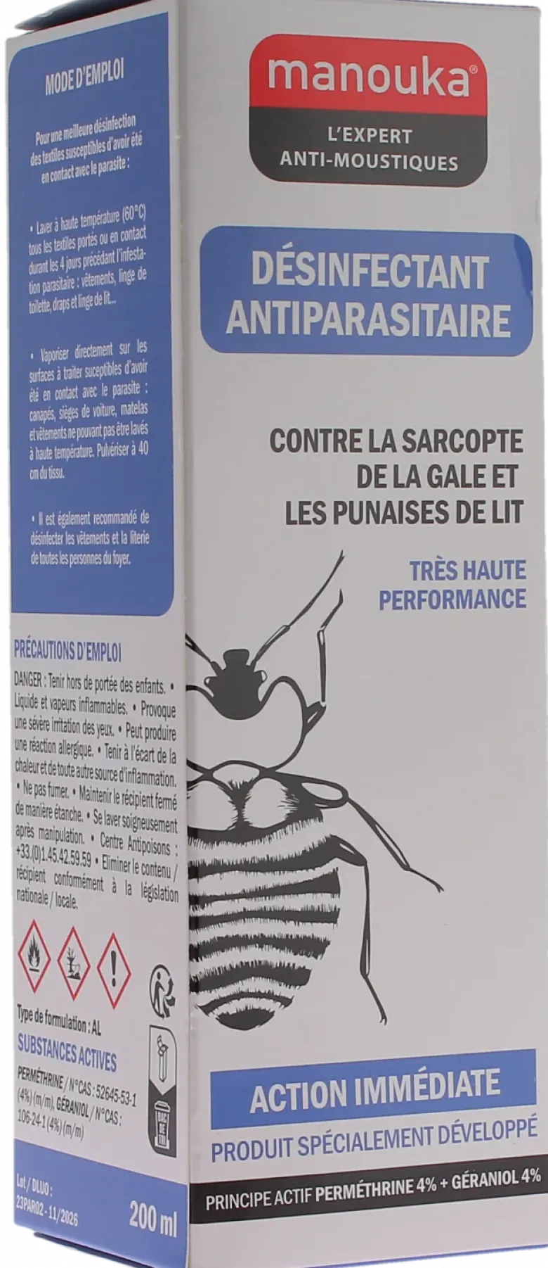 Spray désinfectant antiparasitaire Manouka - spray de 200ml