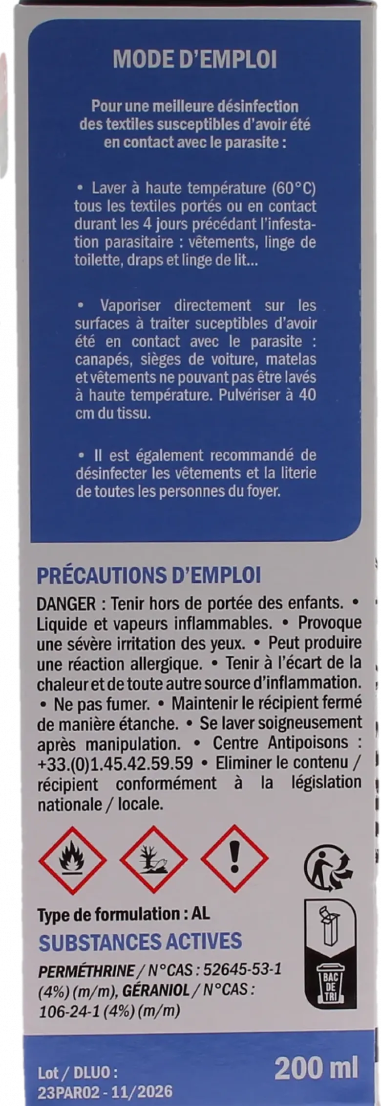 Spray désinfectant antiparasitaire Manouka - spray de 200ml