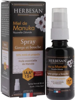 Spray gorge et bouche Miel de Manuka Herbesan - spray de 25ml