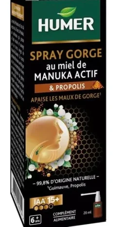 Spray gorge miel de Manuka et propolis IAA 15+ Humer - spray de 20ml