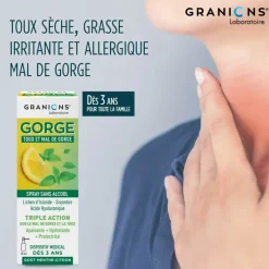 Spray gorge toux et mal de gorge Granions - flacon de 20ml