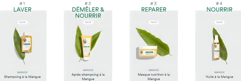 Spray nutrition cheveux secs huile à la mangue Klorane - spray de 100 ml