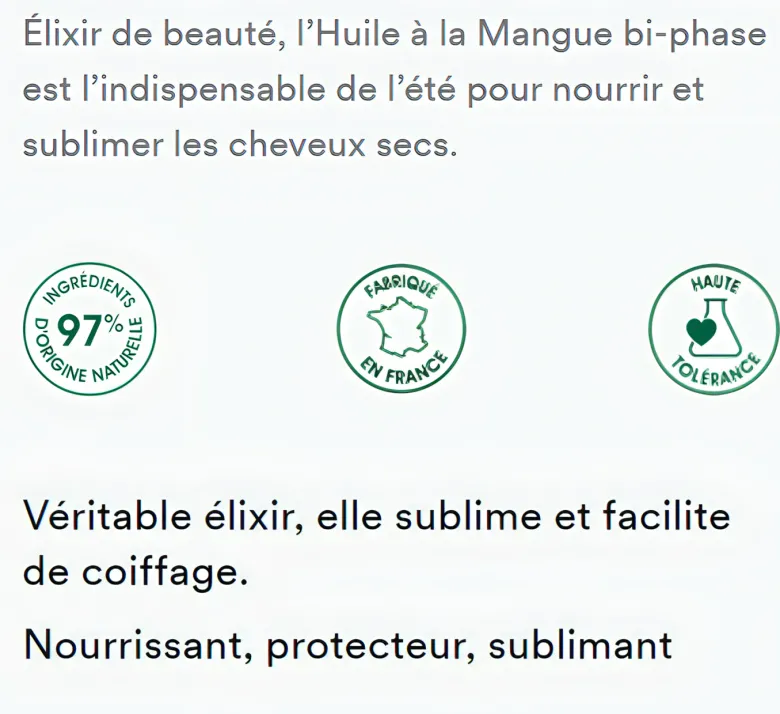 Spray nutrition cheveux secs huile à la mangue Klorane - spray de 100 ml