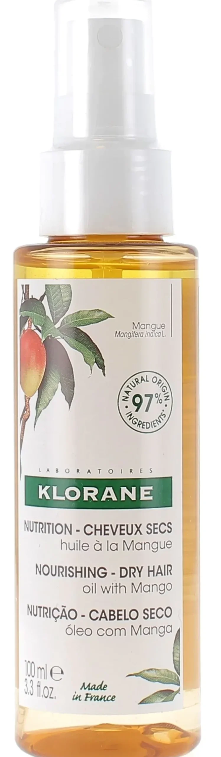 Spray nutrition cheveux secs huile à la mangue Klorane - spray de 100 ml