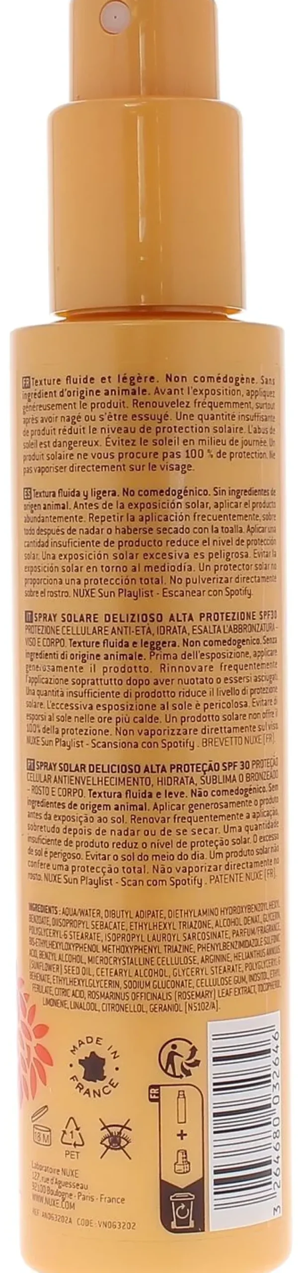 Spray solaire délicieux SPF30 Nuxe - spray de 150 ml
