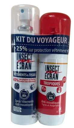 Spray vêtements et Anti-moustiques tropiques Insect Écran - lot de 2 flacons de 100ml et 75ml offre spéciale