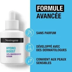 Sérum Hydro Boost acide hyaluronique + 10% niacinamide Neutrogena - flacon-pipette de 30ml