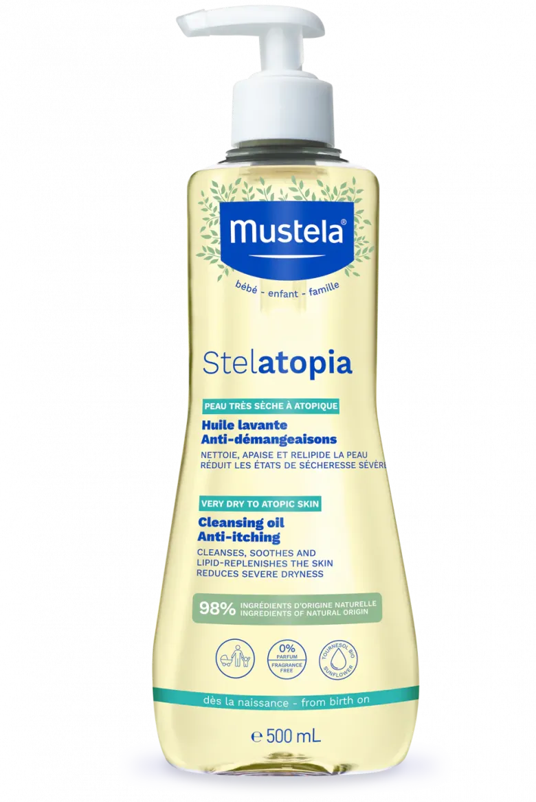 Stelatopia Huile lavante bébé-enfant Mustela - flacon-pompe de 500 ml
