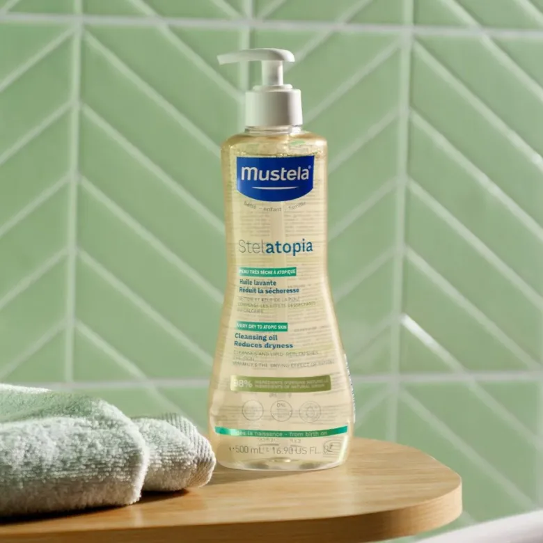 Stelatopia Huile lavante bébé-enfant Mustela - flacon-pompe de 500 ml