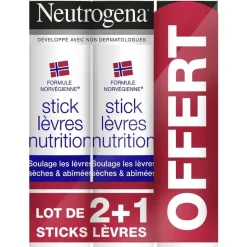 Stick lèvre Neutrogena – lot de 2 sticks + 1 offert