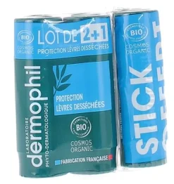 Stick à lèvres protection lèvres desséchées bio Dermophil - lot de 2+1 gratuit