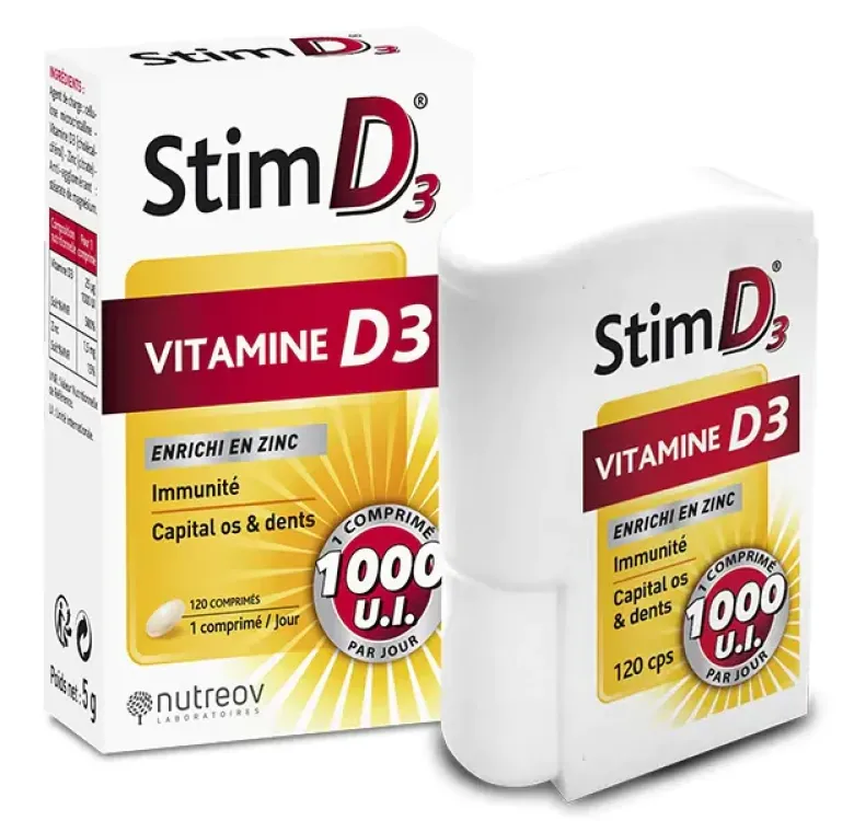 Stim D3 vitamine D3 + zinc Nutreov - boite de 120 comprimés