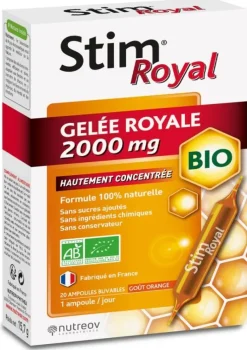 Stim Royal Gelée royale 2000 mg bio Nutreov - boîte de 20 ampoules