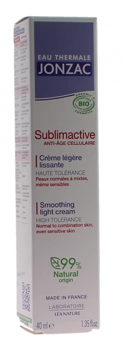 Sublimactive Crème légère lissante bio Eau Thermale Jonzac - tube pompe 40 ml
