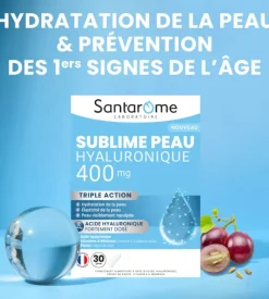 Sublime peau hyaluronique 400mg Santarôme - boite de 30 gélules