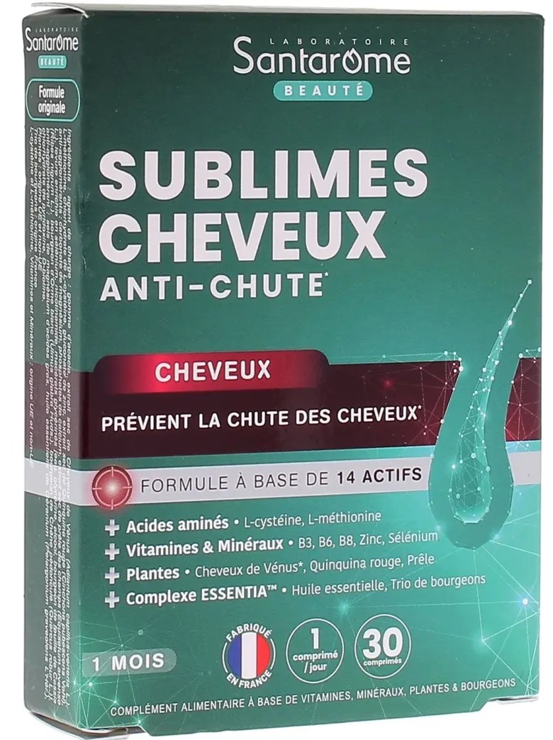 Sublimes cheveux anti-chute Santarome - boîte de 30 comprimés