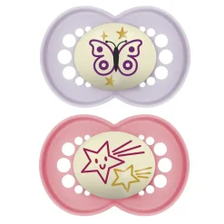 Sucettes anatomiques nuit Original nuit 6 mois et + Mam - lot de 2 sucettes