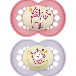 Sucettes anatomiques nuit Original nuit 6 mois et + Mam - lot de 2 sucettes