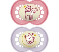 Sucettes anatomiques nuit Original nuit 6 mois et + Mam - lot de 2 sucettes