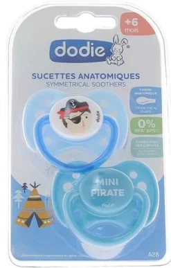 Sucettes anatomiques silicone +6 mois Dodie - 2 sucettes