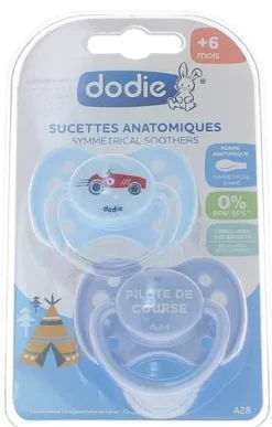 Sucettes anatomiques silicone +6 mois Dodie - 2 sucettes