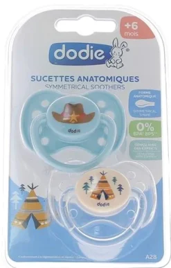 Sucettes anatomiques silicone +6 mois Dodie - 2 sucettes