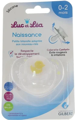 Sucette silicone anatomique 0-2 mois Luc et Léa - une sucette