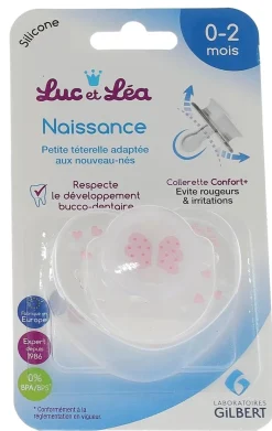 Sucette silicone anatomique 0-2 mois Luc et Léa - une sucette