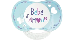 Sucette silicone physiologique avec anneau 0-6 mois Luc et Léa - une sucette