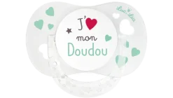 Sucette silicone physiologique avec anneau 0-6 mois Luc et Léa - une sucette