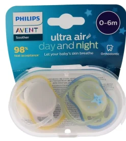 Sucettes ultra-air day and night 0/6 mois Philips Avent - lot de 2 sucettes
