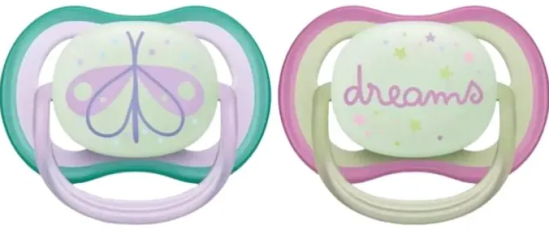 Sucettes ultra air nuit 0-6 mois Philips Avent - lot de 2 sucettes