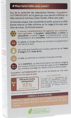 Sunsublim sans soleil autobronzant Nutreov - boite de 28 capsules