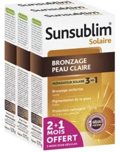 Sunsublim solaire bronzage peau claire Nutreov - 3 boites de 28 gélules