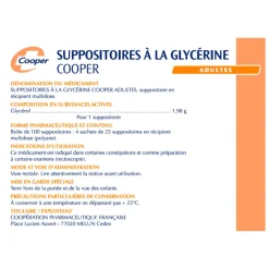 Suppositoires à la glycérine Cooper adultes – 100 récipient multidose