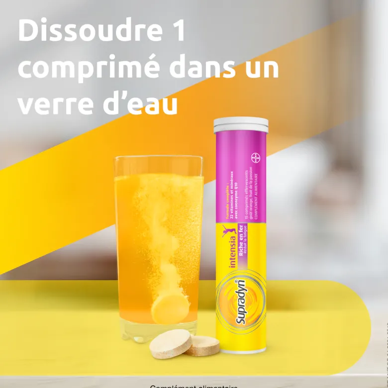 Supradyn Intensia Vitamines, Minéraux et Fer effervescent 30 comprimés Réduit la fatigue