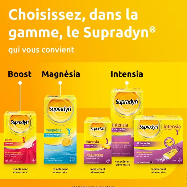 Supradyn Intensia Vitamines, Minéraux et Fer effervescent 30 comprimés Réduit la fatigue