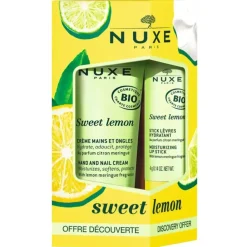 Sweet Lemon crème mains et ongles bio + stick à lèvres hydratant bio Nuxe