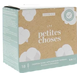 Tampons sans applicateur flux normal bio Les Petites Choses - boite de 18 tampons