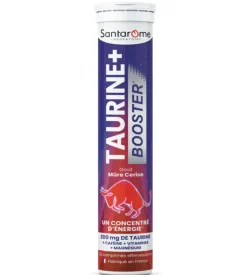 Taurine + booster goût mûre cerise Santarome - 20 comprimés