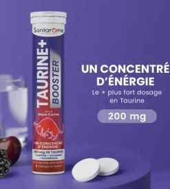 Taurine + booster goût mûre cerise Santarome - 20 comprimés