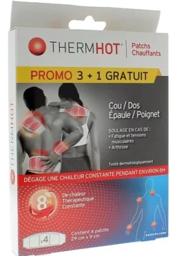 ThermHot Patchs chauffants cou/dos/épaule/poignet Therapearl - boîte de 3 patchs + 1 gratuit